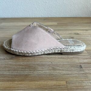 Eileen Fisher Milly Espadrille Slide Sandals 7 Beige Tan Nubuck Leather Beach